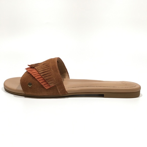 UGG Binx Fringe Slide Sandals -Chestnut Suede -Women’s US 9.5 -NEW - Picture 3 of 8